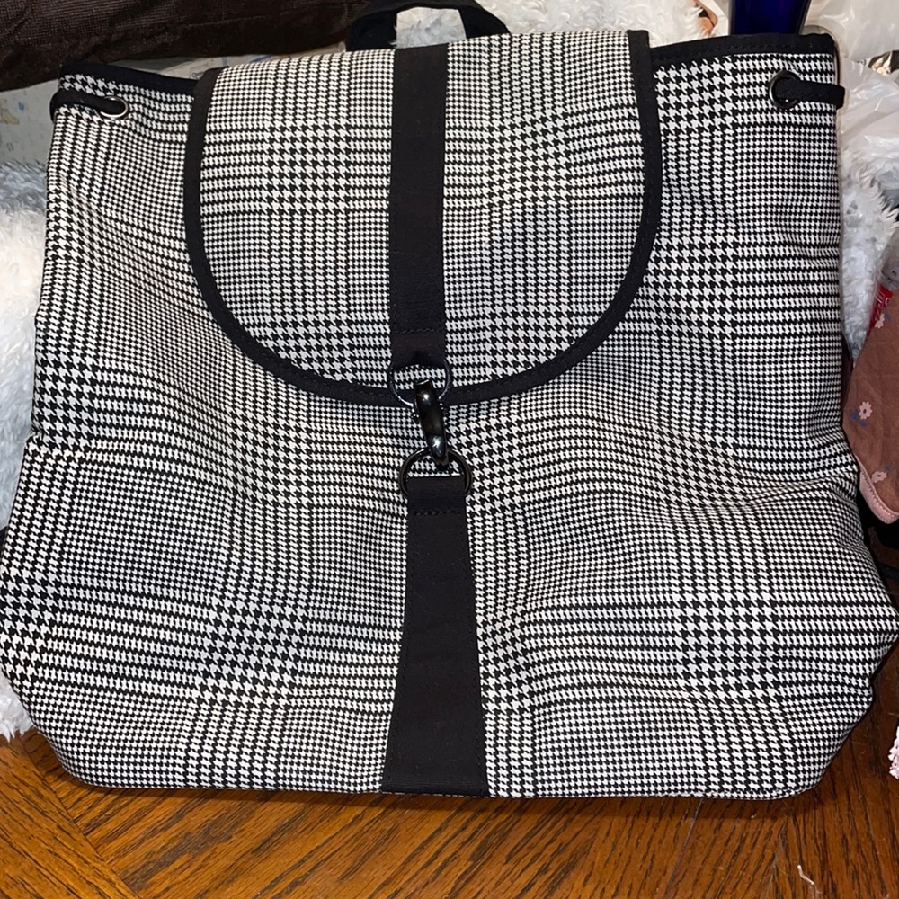 Lulu Dharma Stylish Pepper & Cream Plaid Frasier Backpack